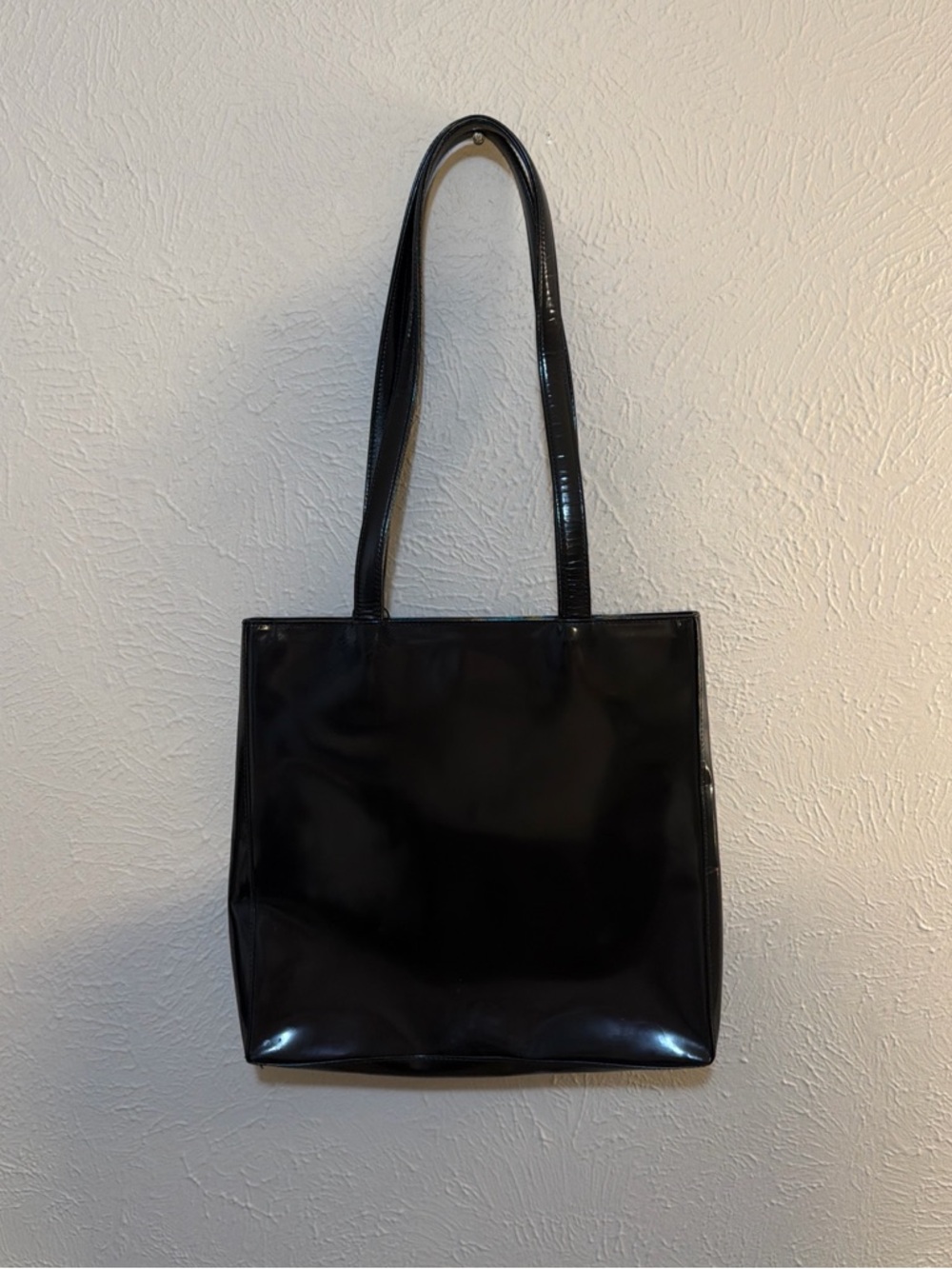 Classic Black Patent Tote Bag - Timeless Women’s Shoulder Bag